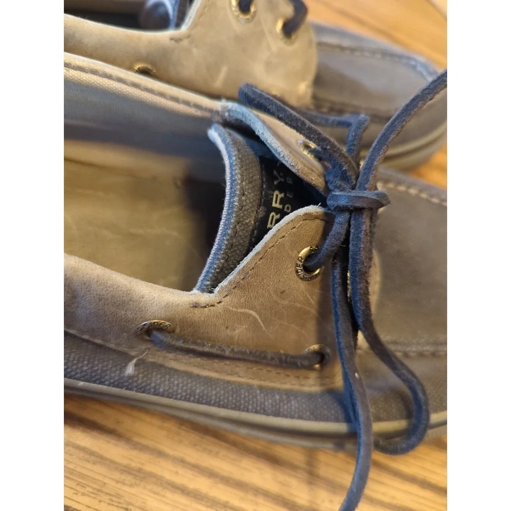 Sperry Shoes‎ Mens 10 M Halyard Casual Two Eye Lace Up Boat Gray Blue Fabric